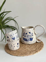 Blue Floral Pitcher