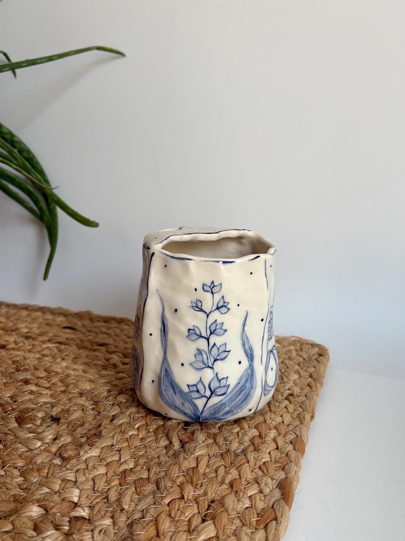Blue and White Travel Mug