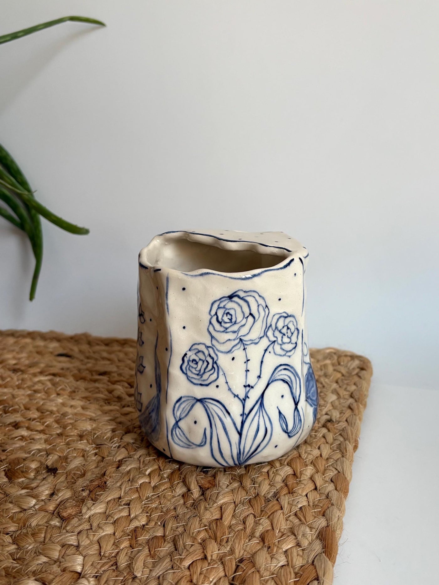 Blue and White Travel Mug