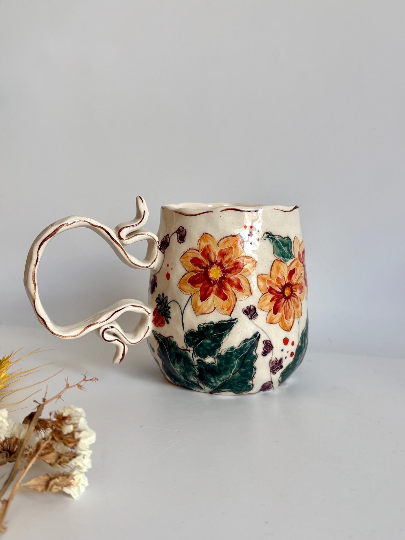 Yellow Dahlia Flowers Mug
