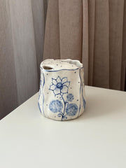 Blue and White Travel Mug