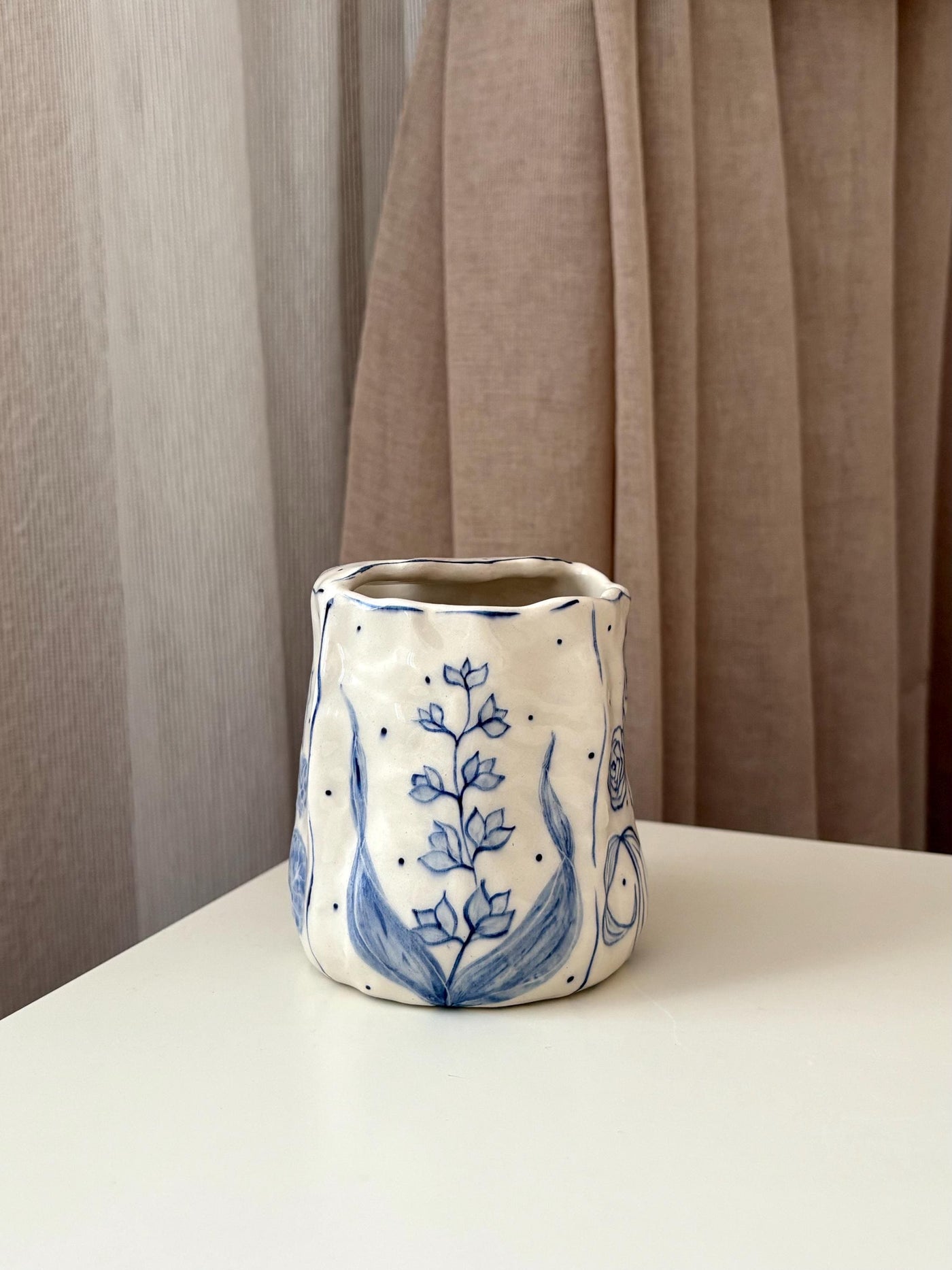 Blue and White Travel Mug