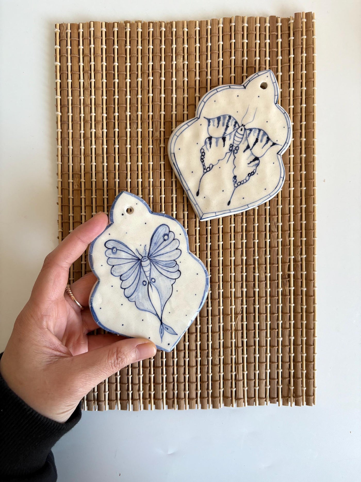 Blue and White Butterflys Wall Hanging