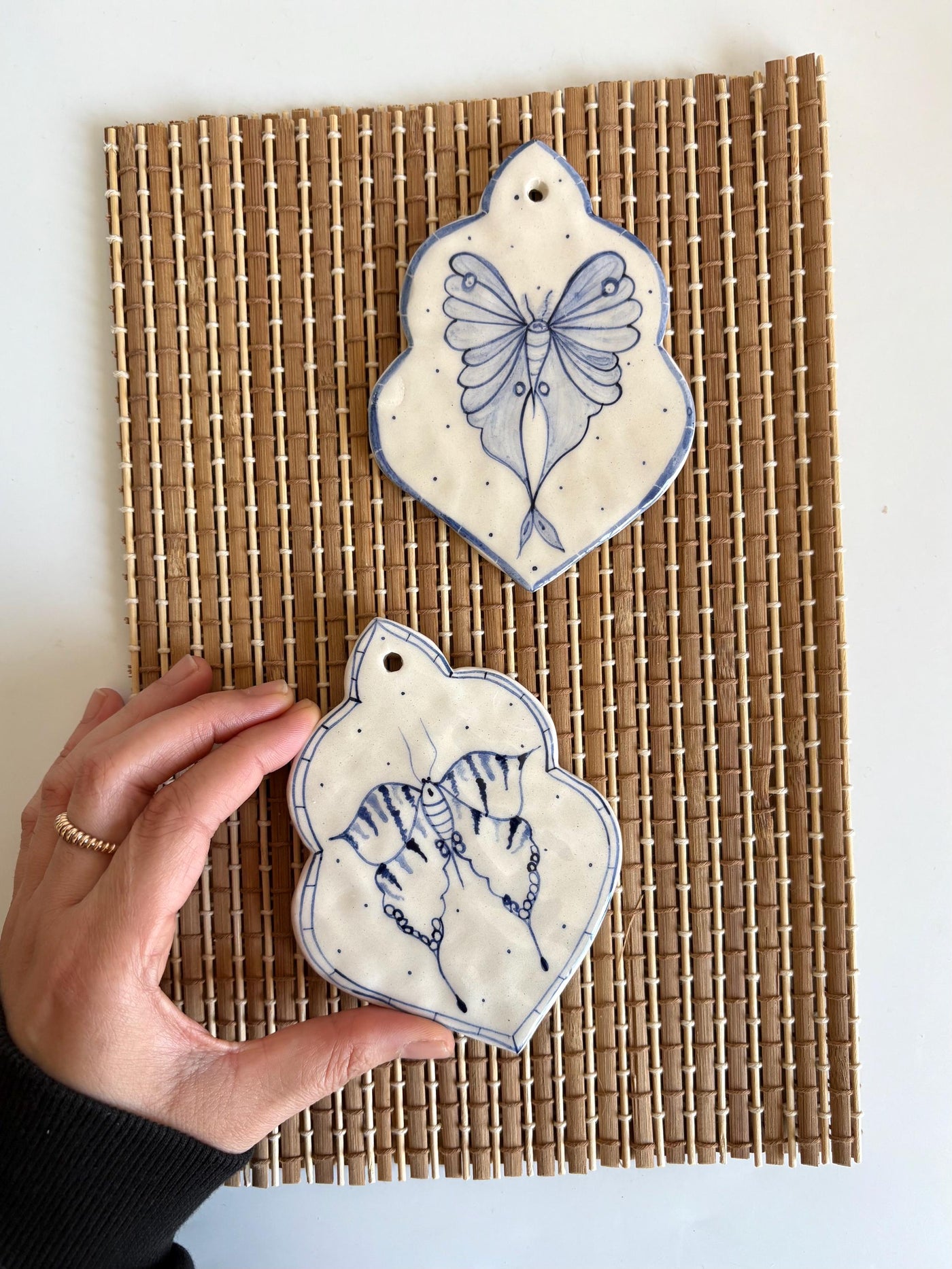 Blue and White Butterflys Wall Hanging
