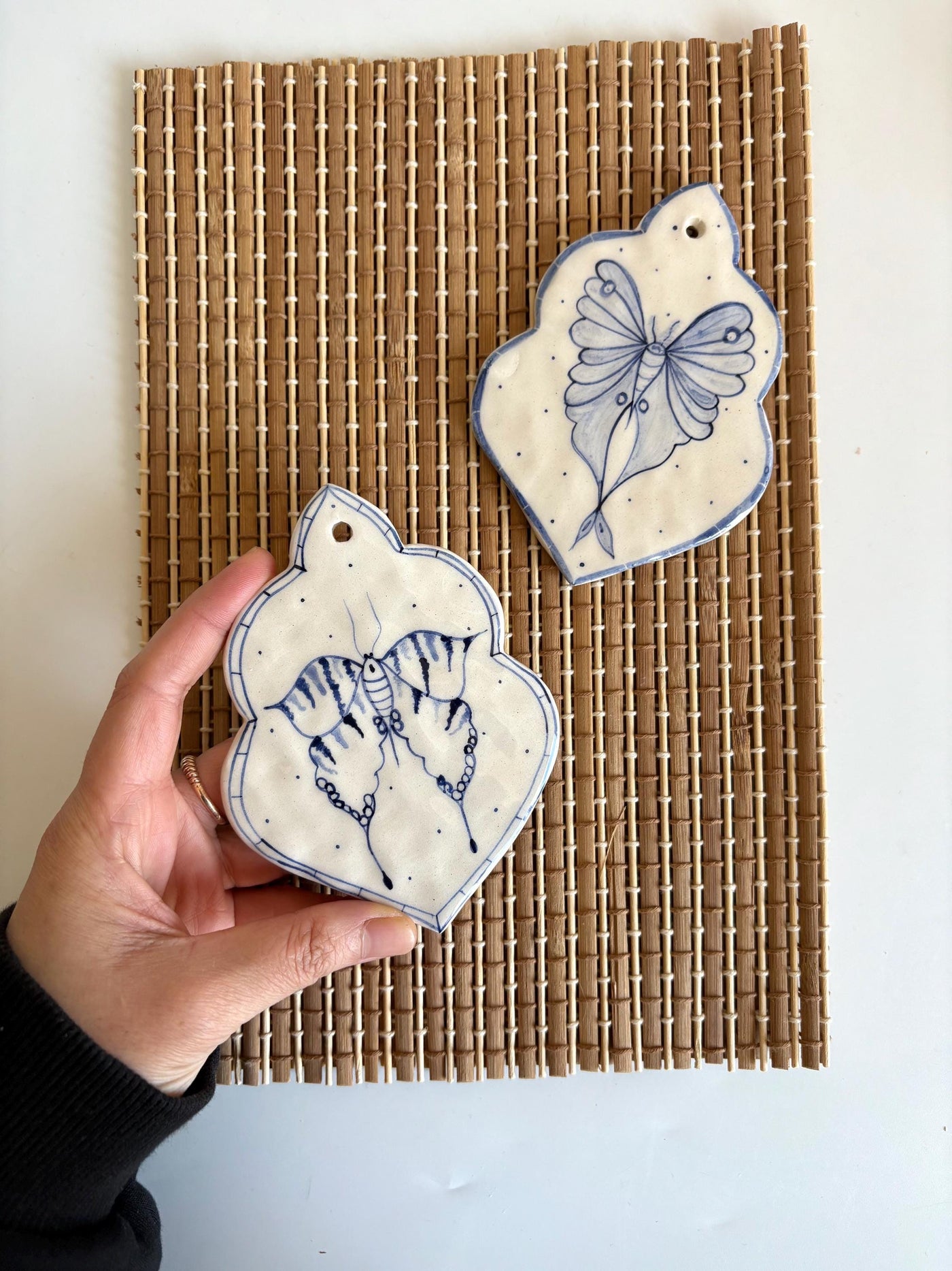 Blue and White Butterflys Wall Hanging
