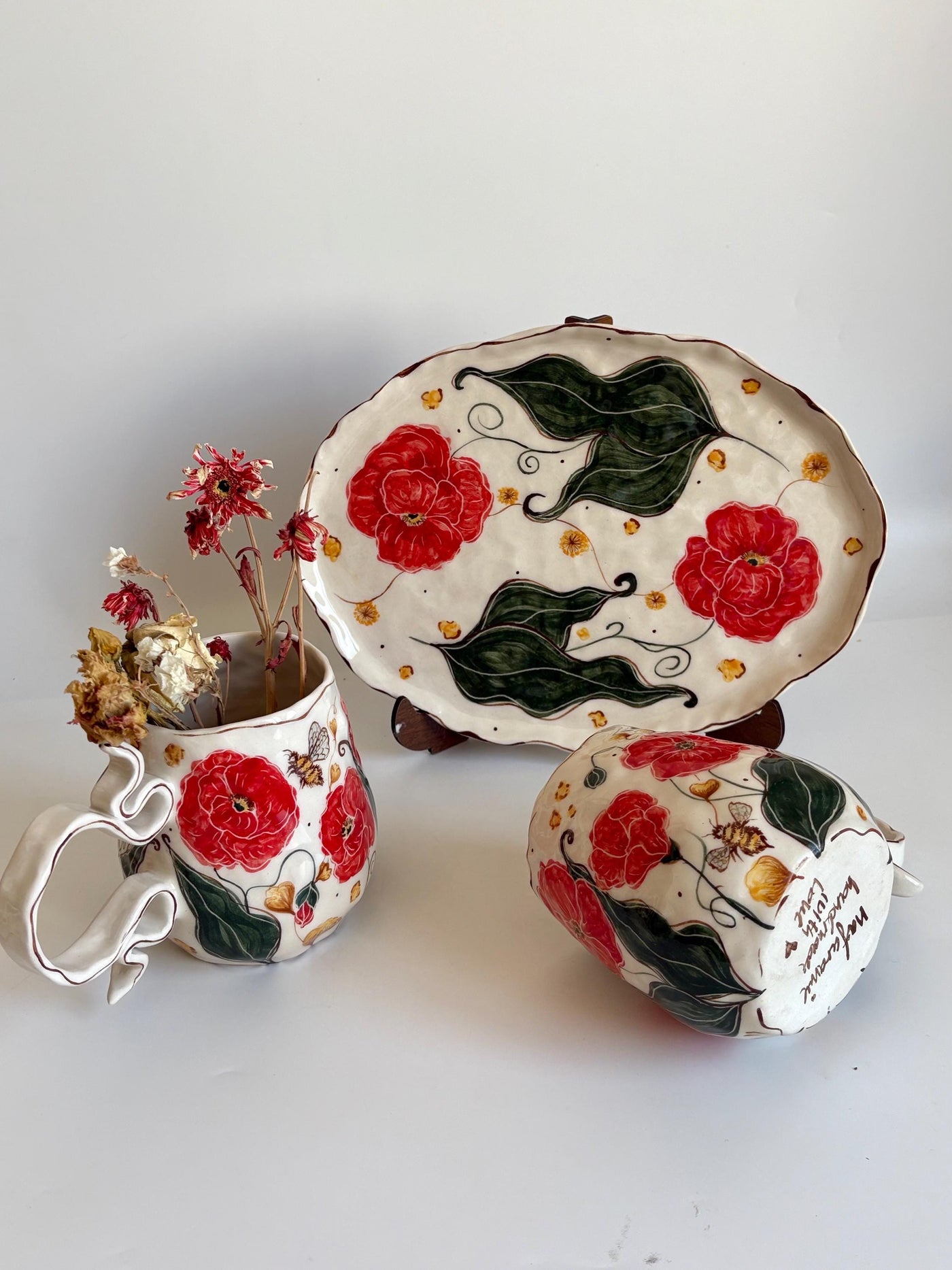Bumblebee and Red Poppy Mug