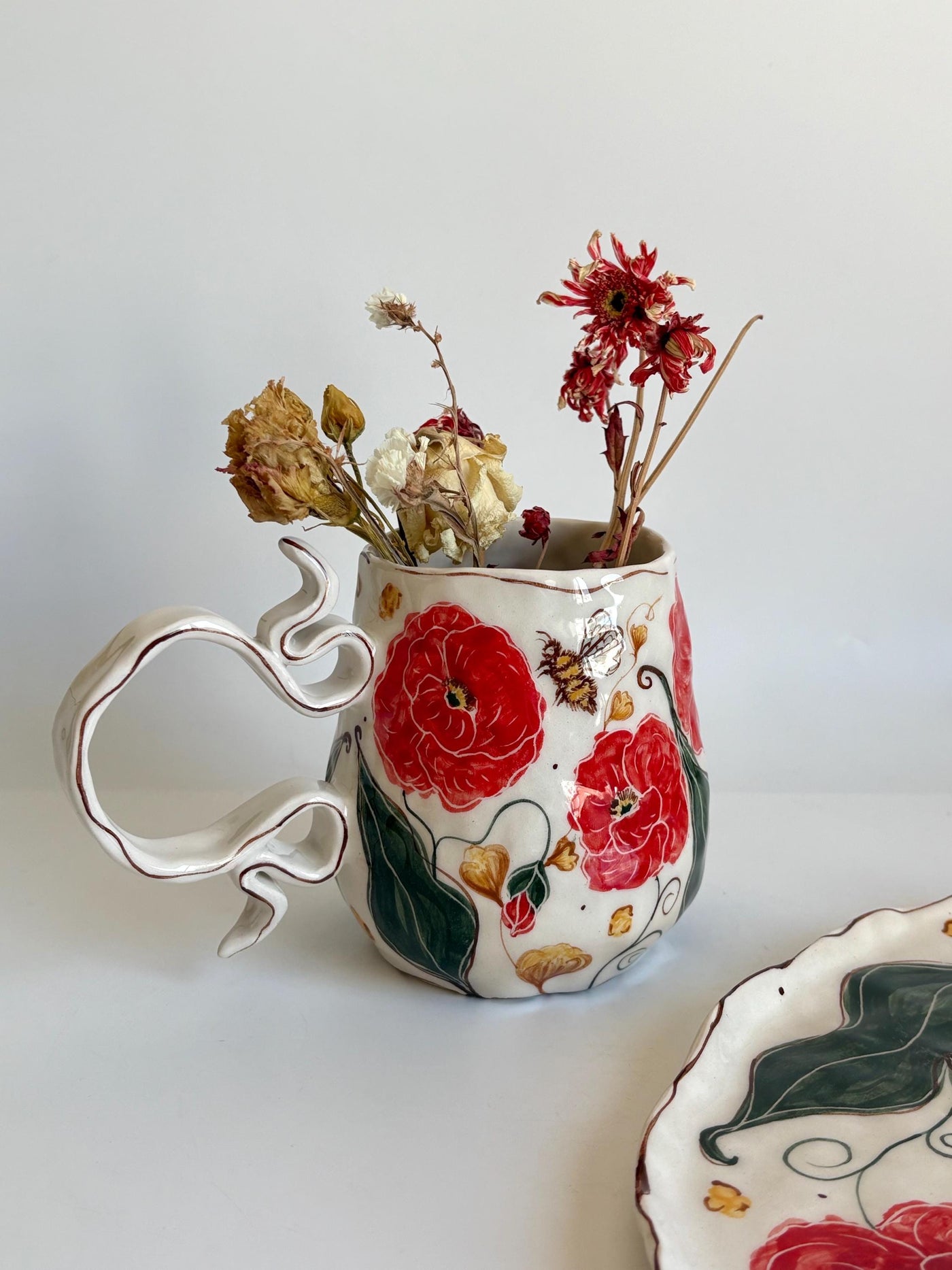 Bumblebee and Red Poppy Mug