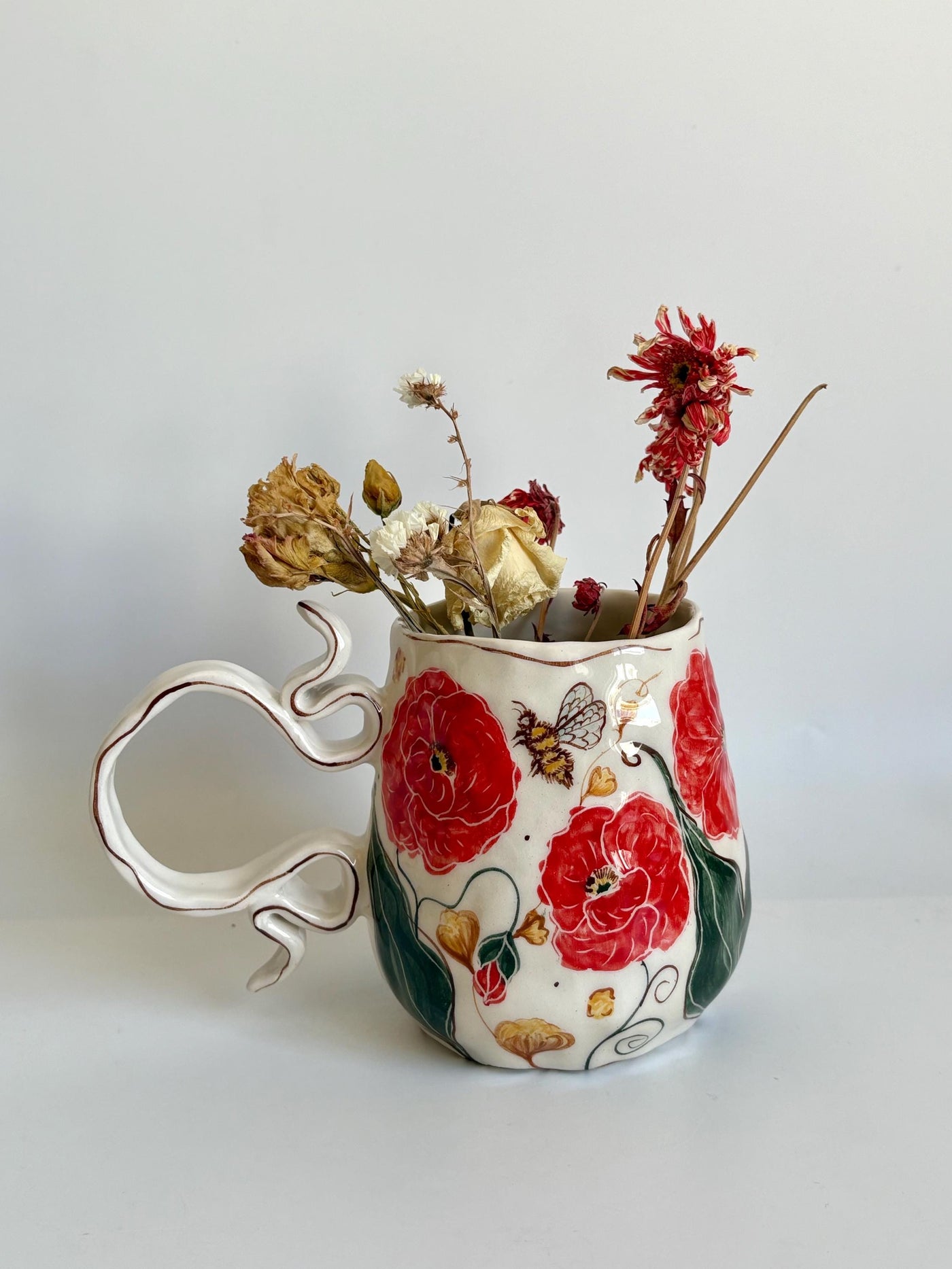 Bumblebee and Red Poppy Mug
