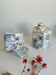 Blue Floral Creamer & Sugar Bowl Set