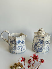 Blue Floral Creamer & Sugar Bowl Set