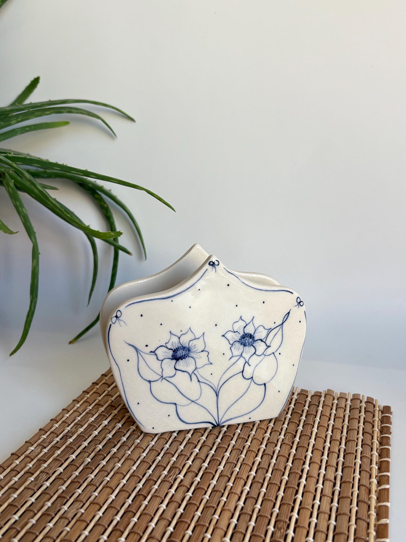 Blue Floral Napkin Holder