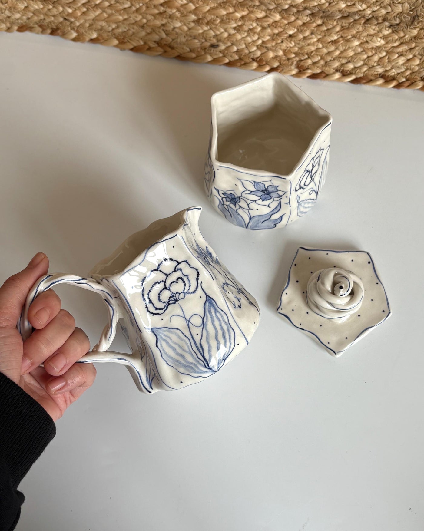 Blue Floral Creamer & Sugar Bowl Set