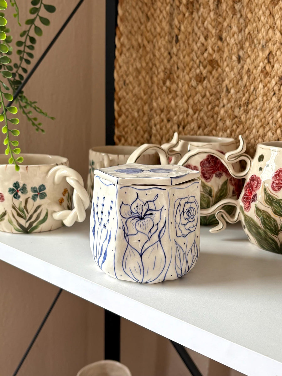 Blue Flower Ceramic Jewelry Box