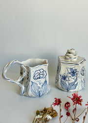 Blue Floral Creamer & Sugar Bowl Set