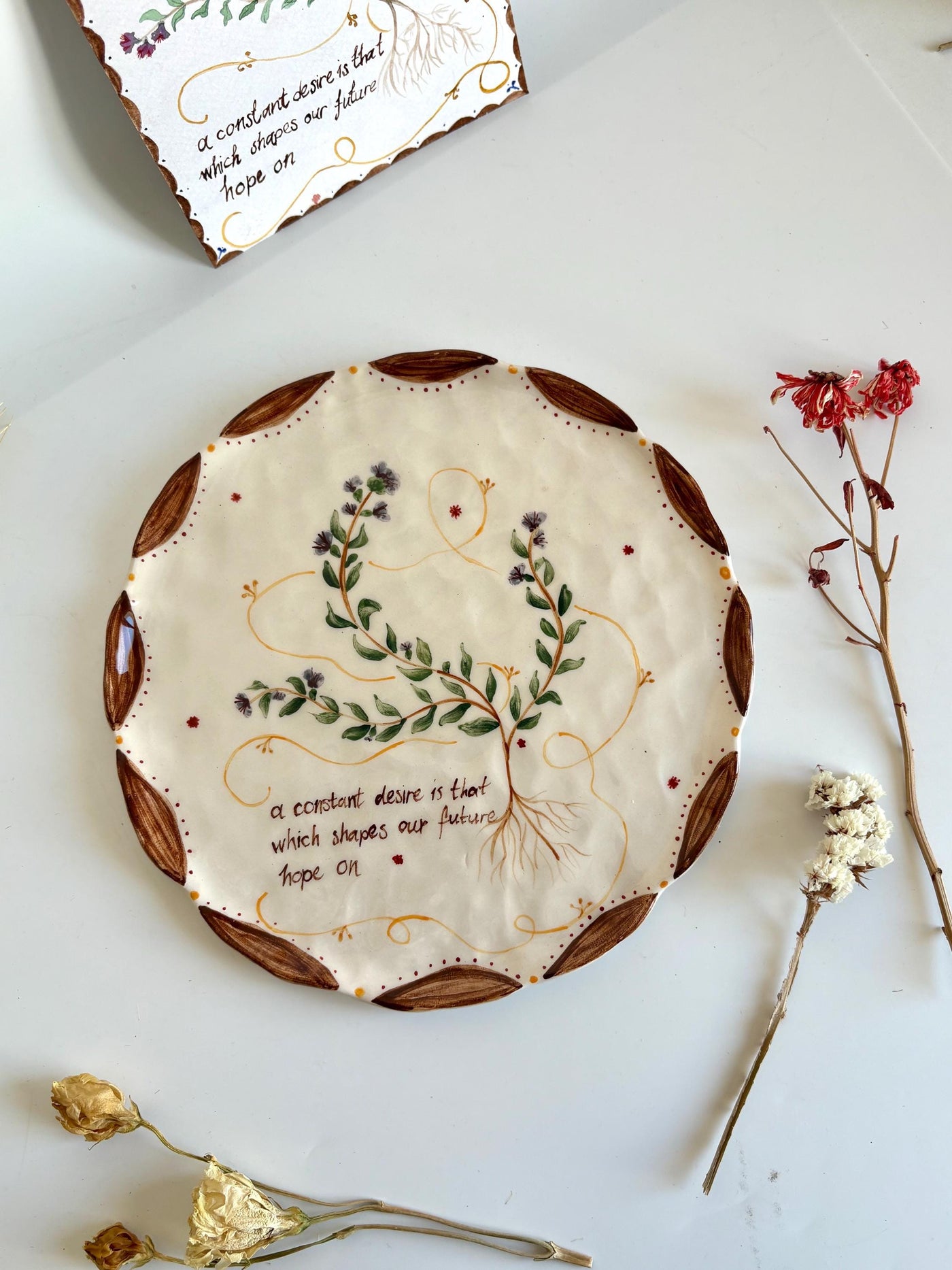Wild Thyme Floral Illustration Plate