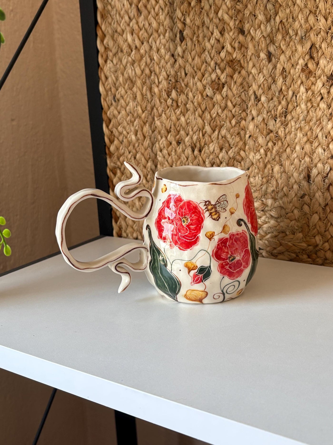 Bumblebee and Red Poppy Mug