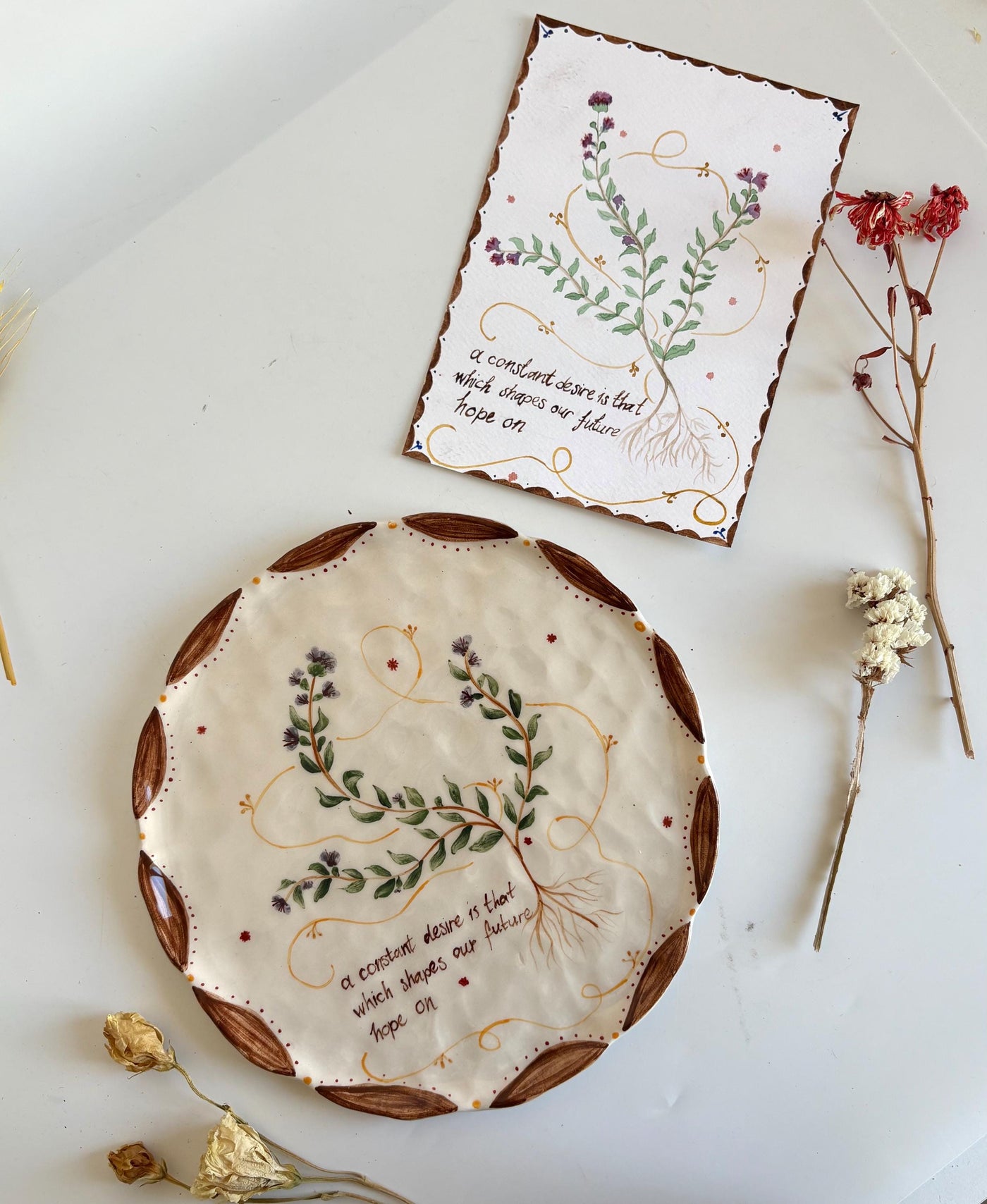 Wild Thyme Floral Illustration Plate