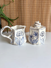 Blue Floral Creamer & Sugar Bowl Set