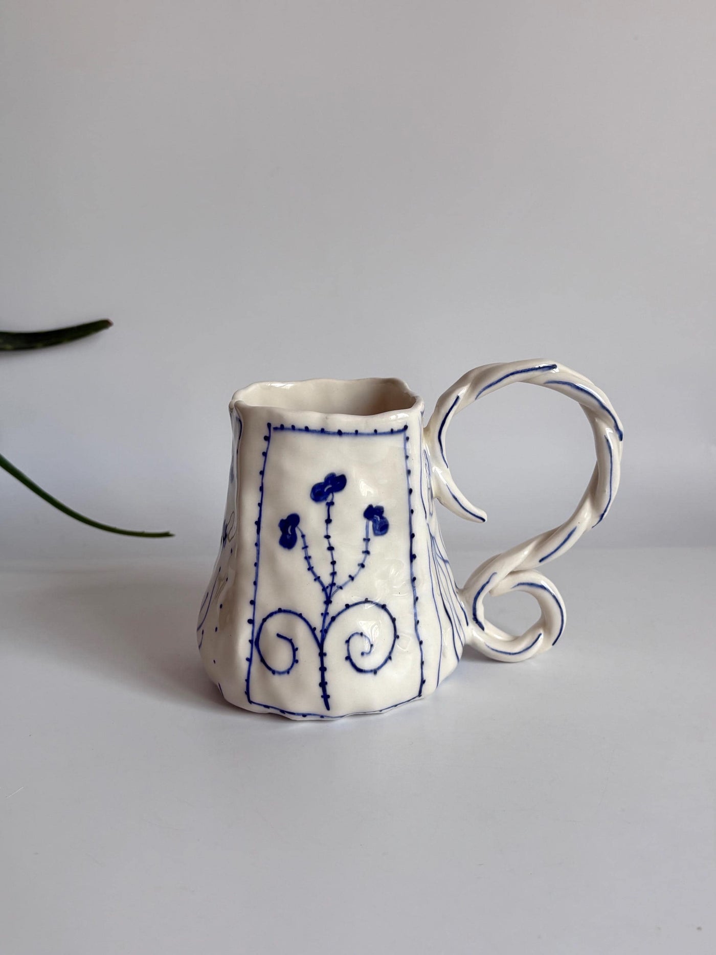 Unique Blue Flower Coffee Mug