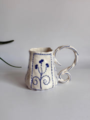 Unique Blue Flower Coffee Mug