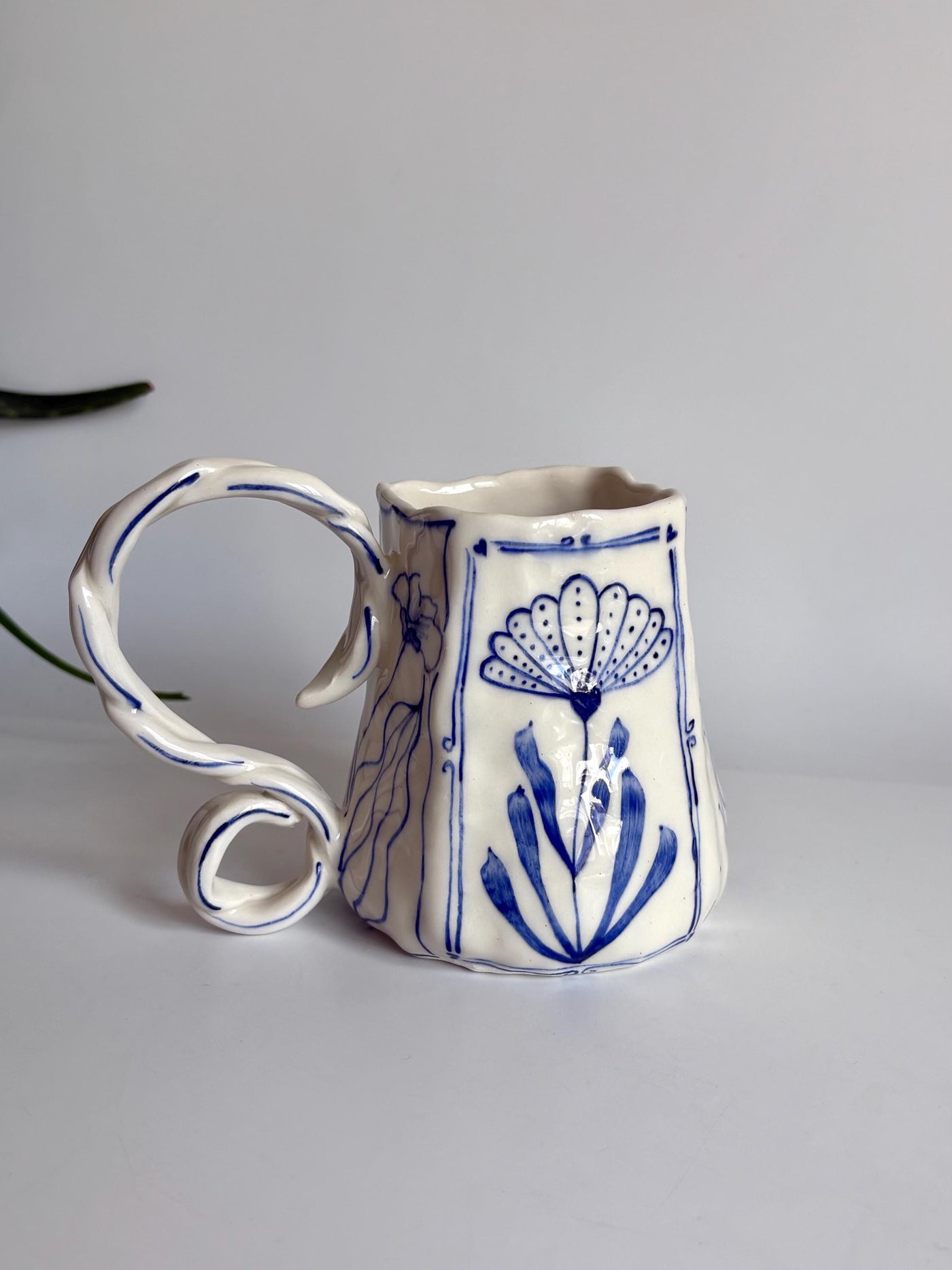Unique Blue Flower Coffee Mug