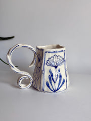 Unique Blue Flower Coffee Mug