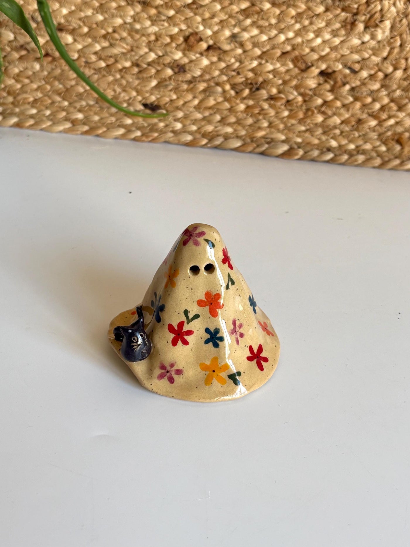 Ghost with Black Cat Incense Holder,
