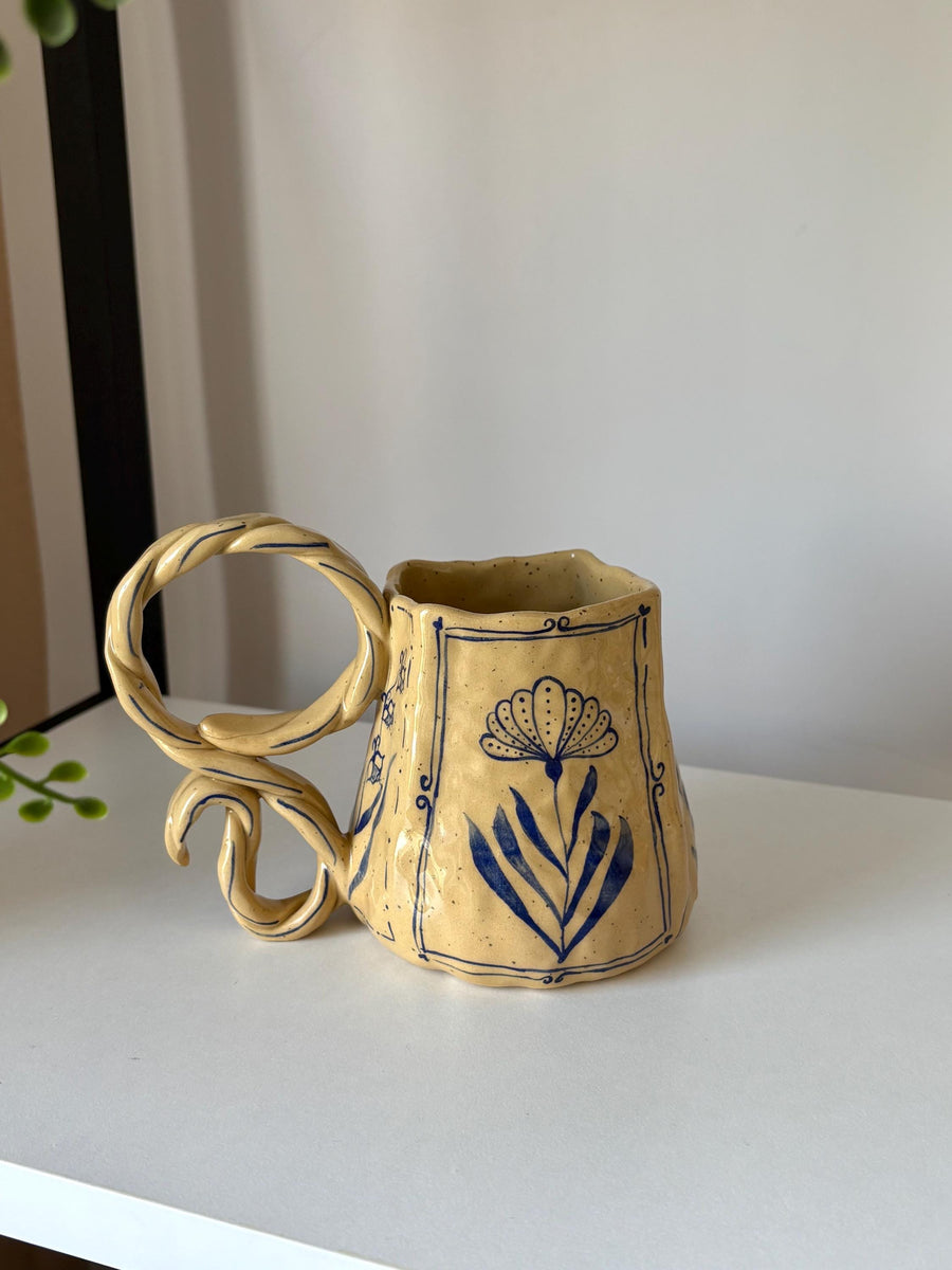Rustic Blue Floral Mug