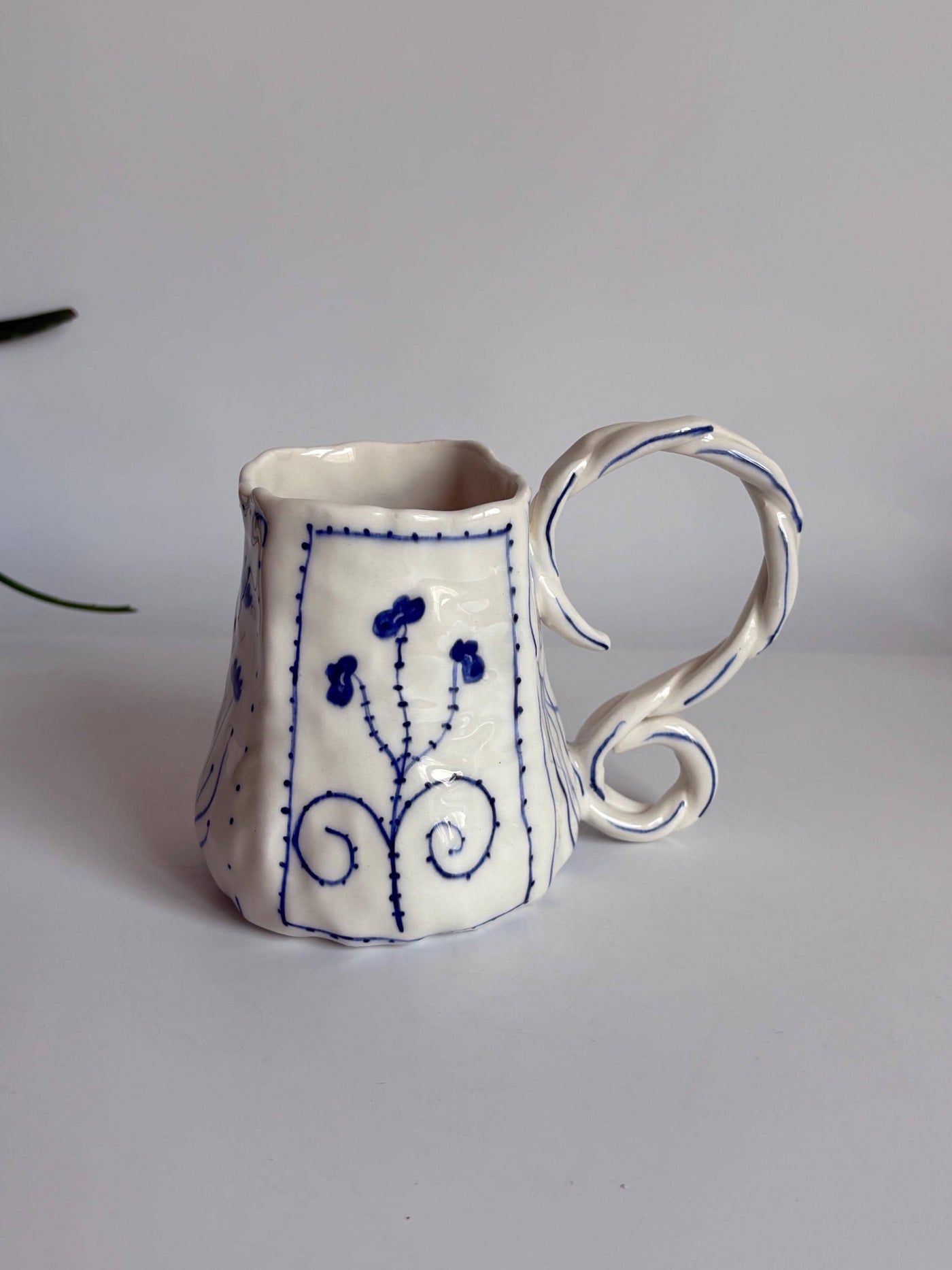 Unique Blue Flower Coffee Mug