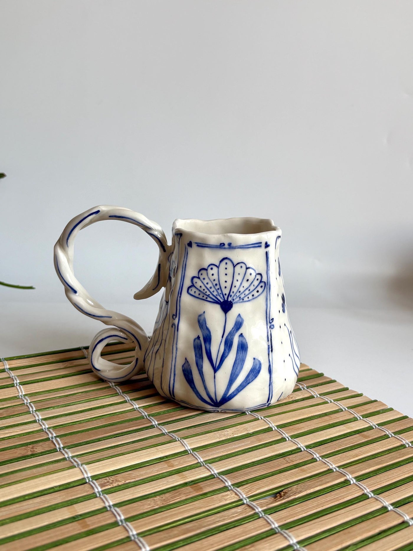 Unique Blue Flower Coffee Mug