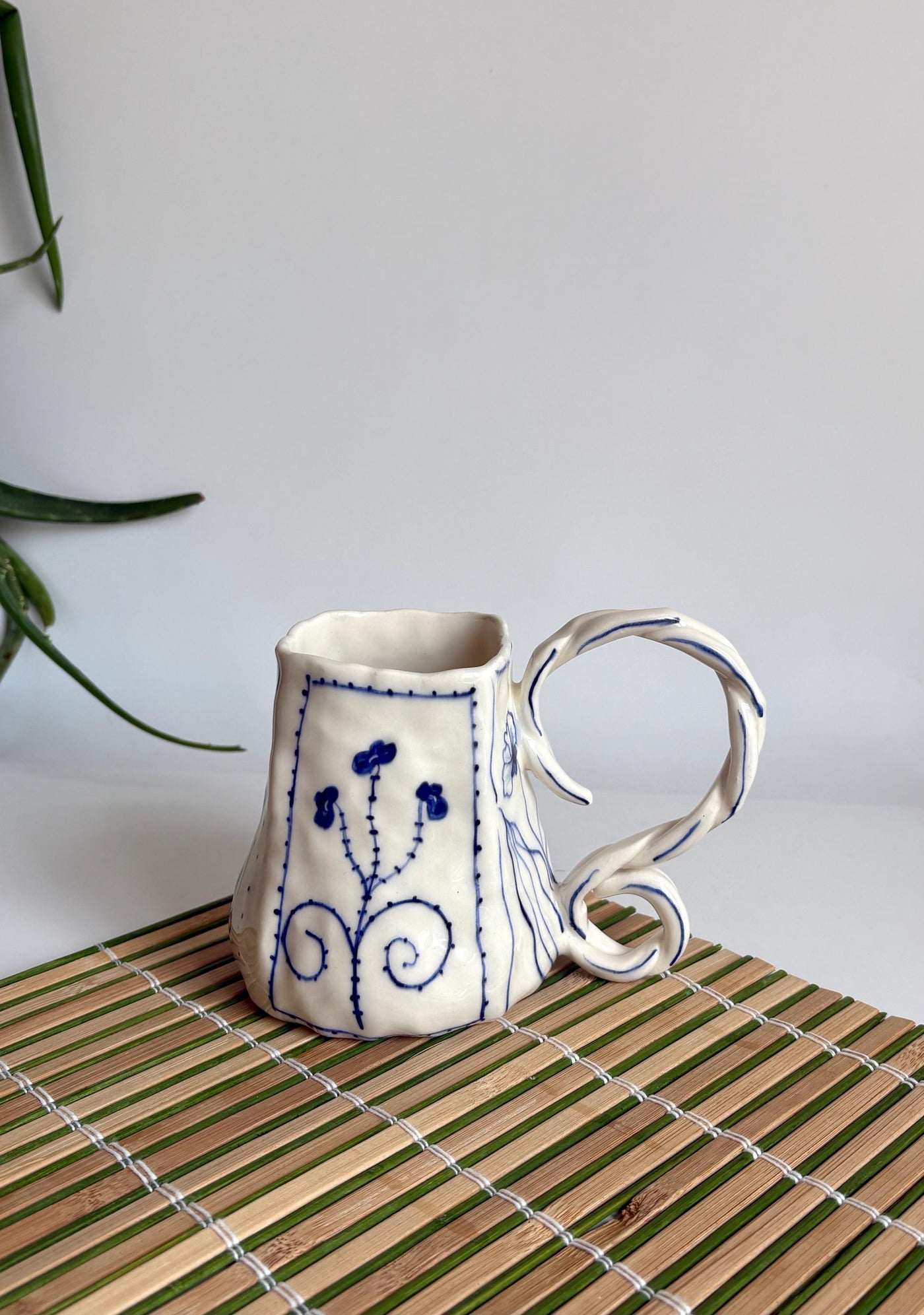 Unique Blue Flower Coffee Mug