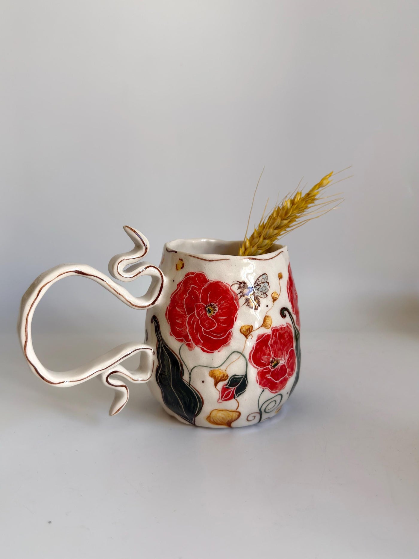 Bumblebee and Red Poppy Mug