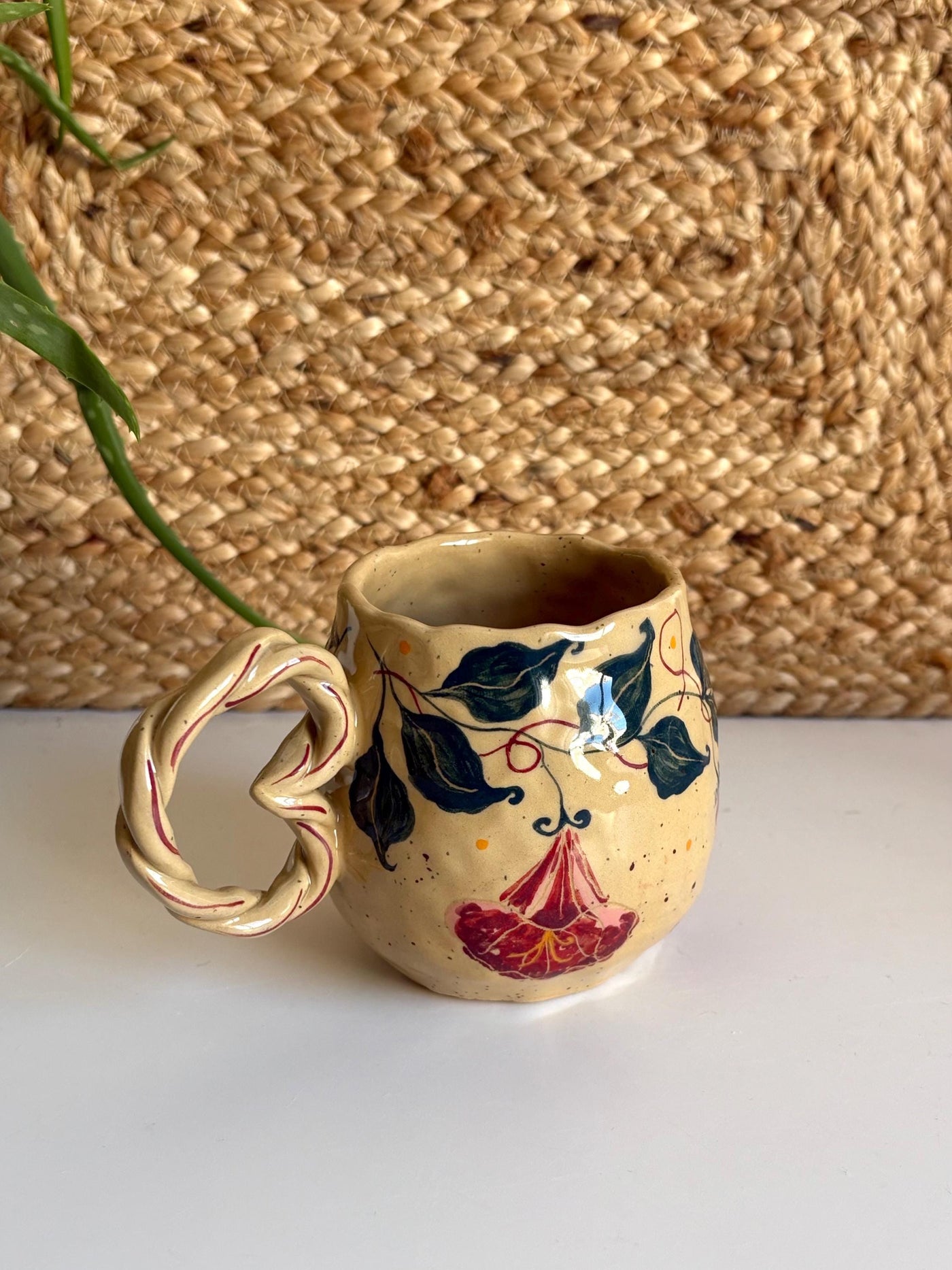 Beige Unique Floral Mug
