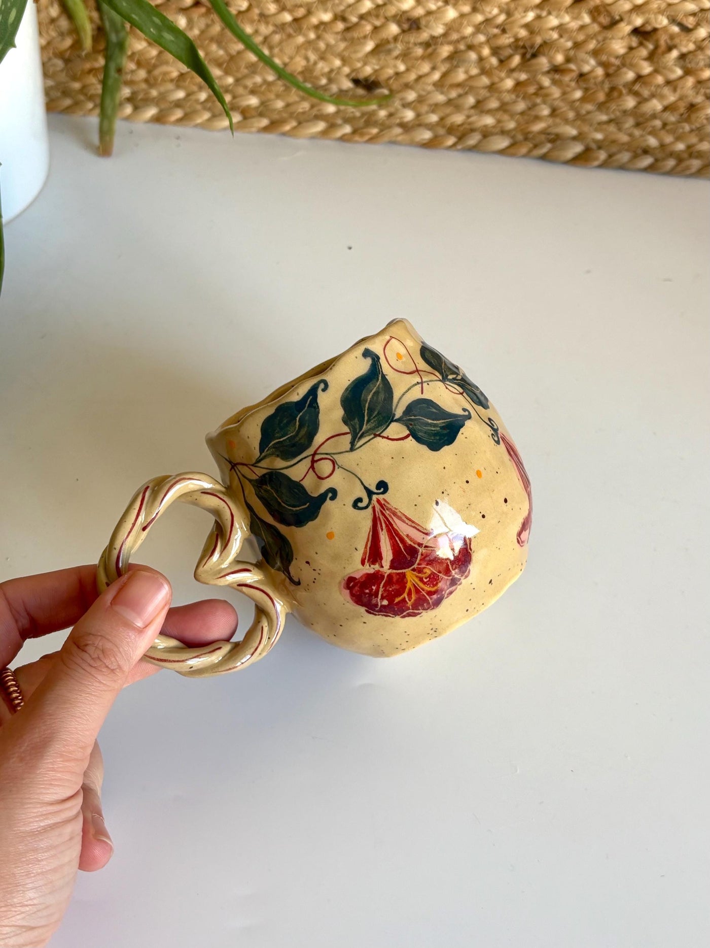 Beige Unique Floral Mug