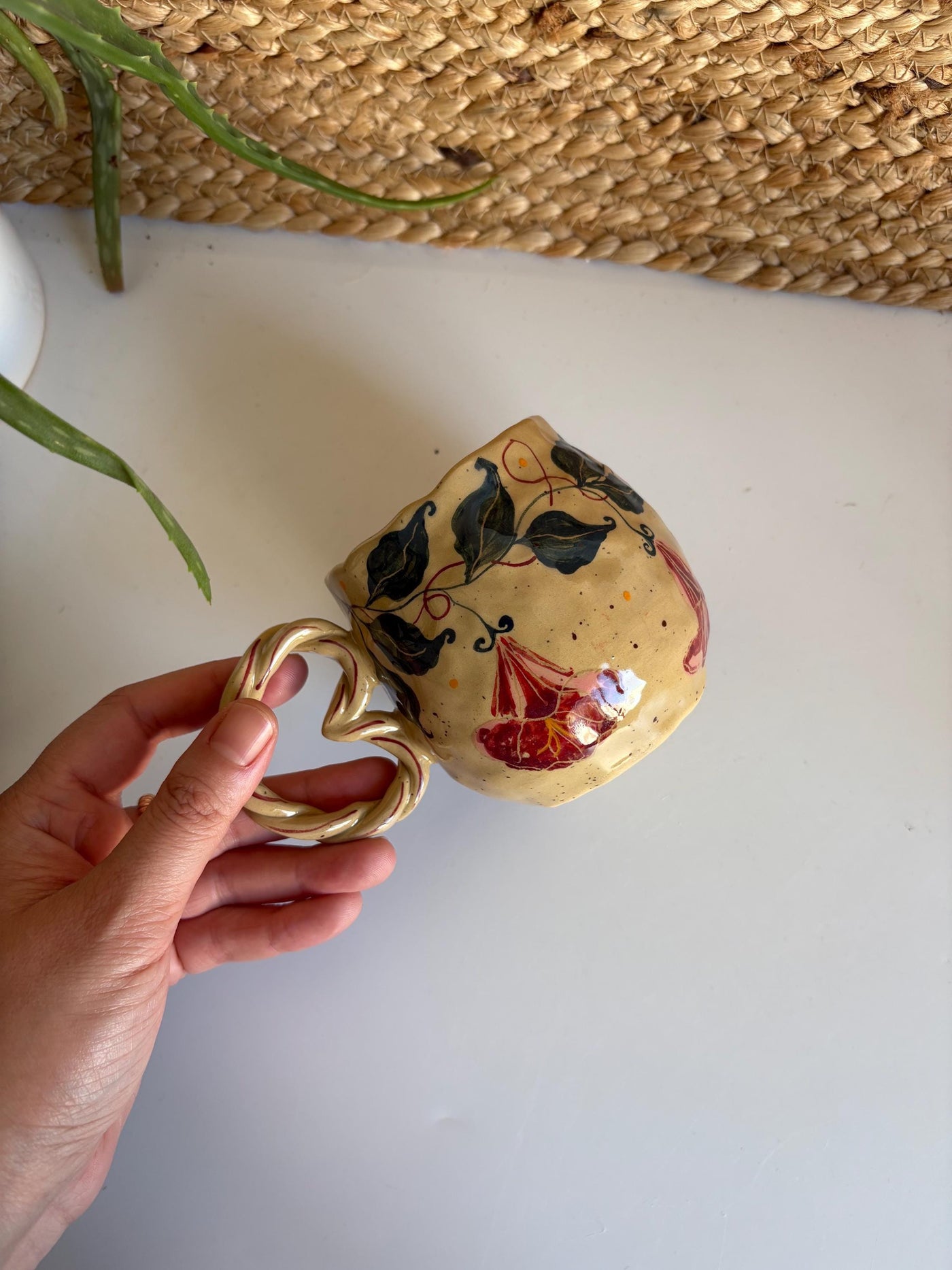 Beige Unique Floral Mug
