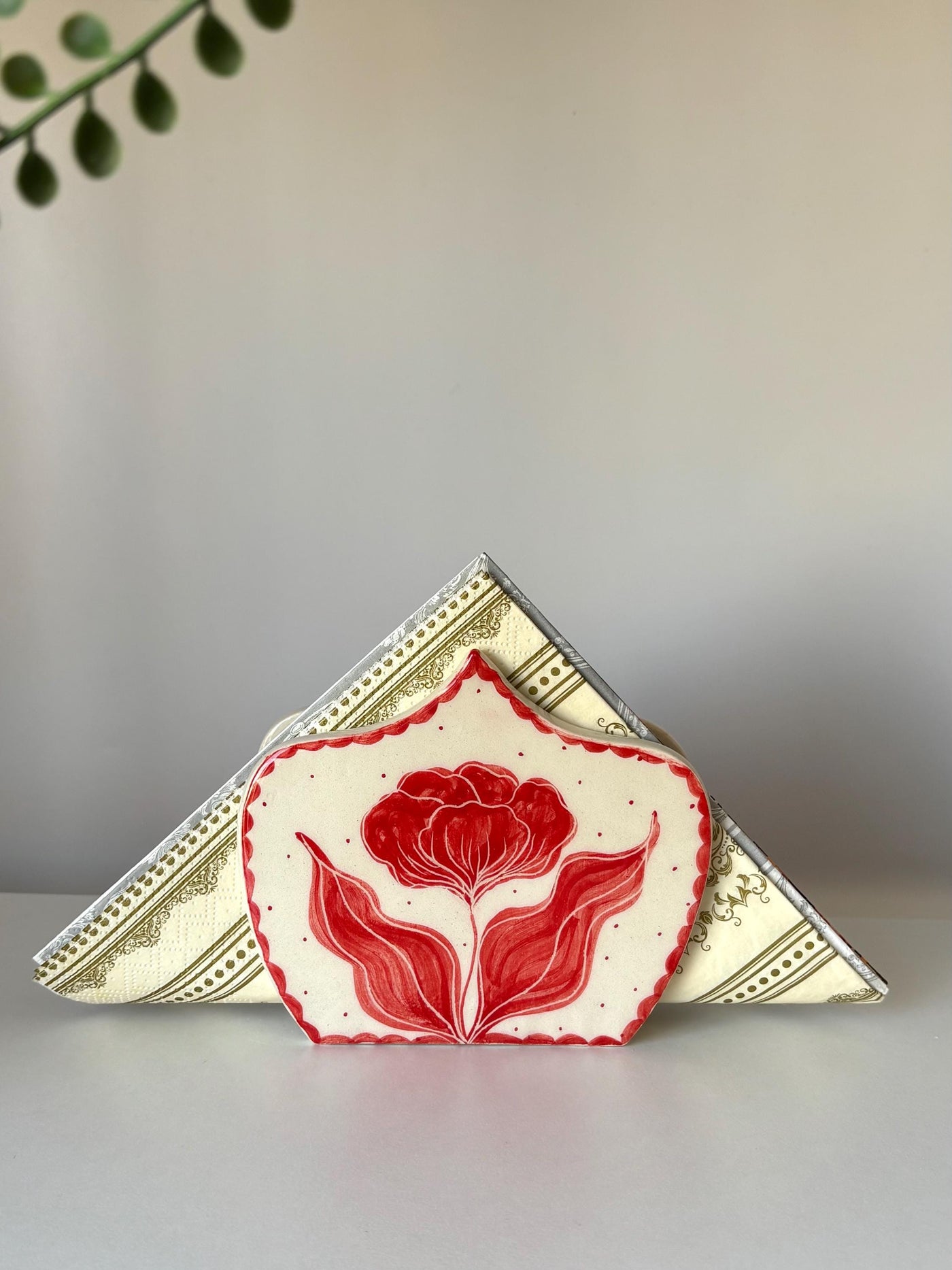 Red Tulip Napkin Holder