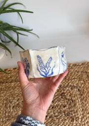 Rustic Blue Floral Hexagon Bowl