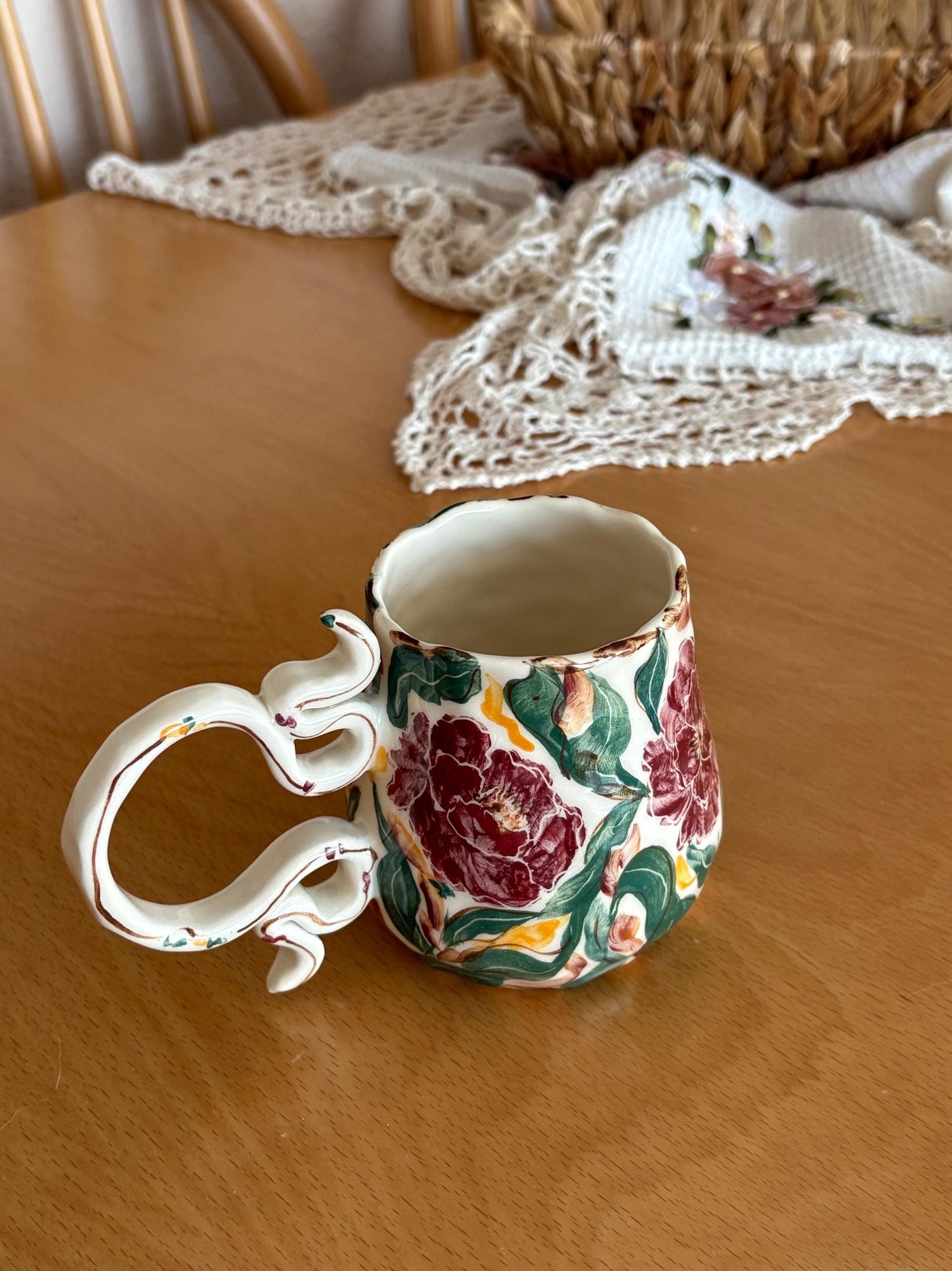 Burgundy Floral Mug