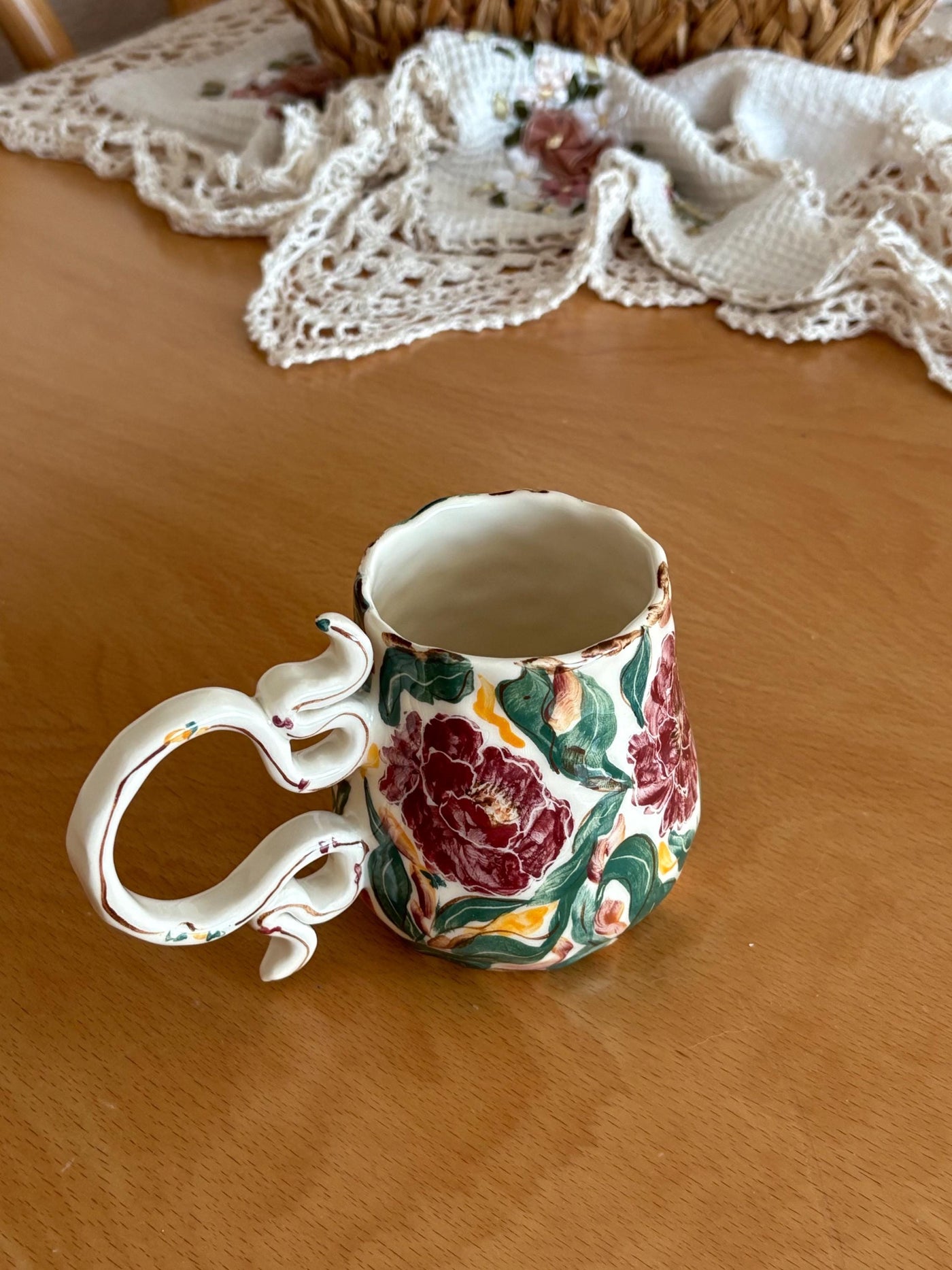 Burgundy Floral Mug