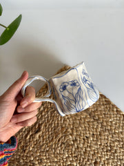 Rustic Blue Floral Hexagon Mug