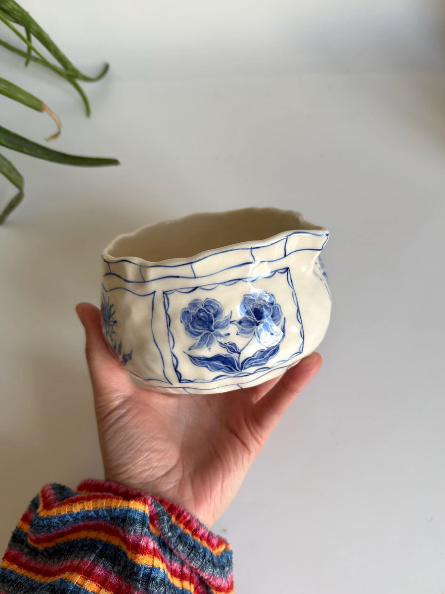 Blue Floral Matcha Bowl