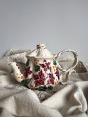 Burgundy Floral Teapot