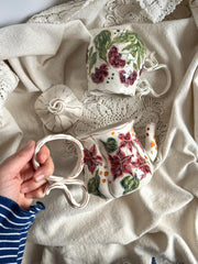 Burgundy Floral Teapot