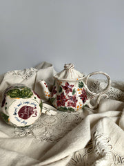 Burgundy Floral Teapot