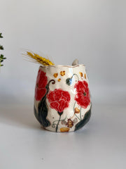Bumblebee and Red Poppy Mug