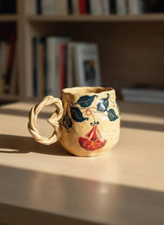 Beige Unique Floral Mug