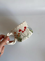 Wildflower Twisted Handle Mug