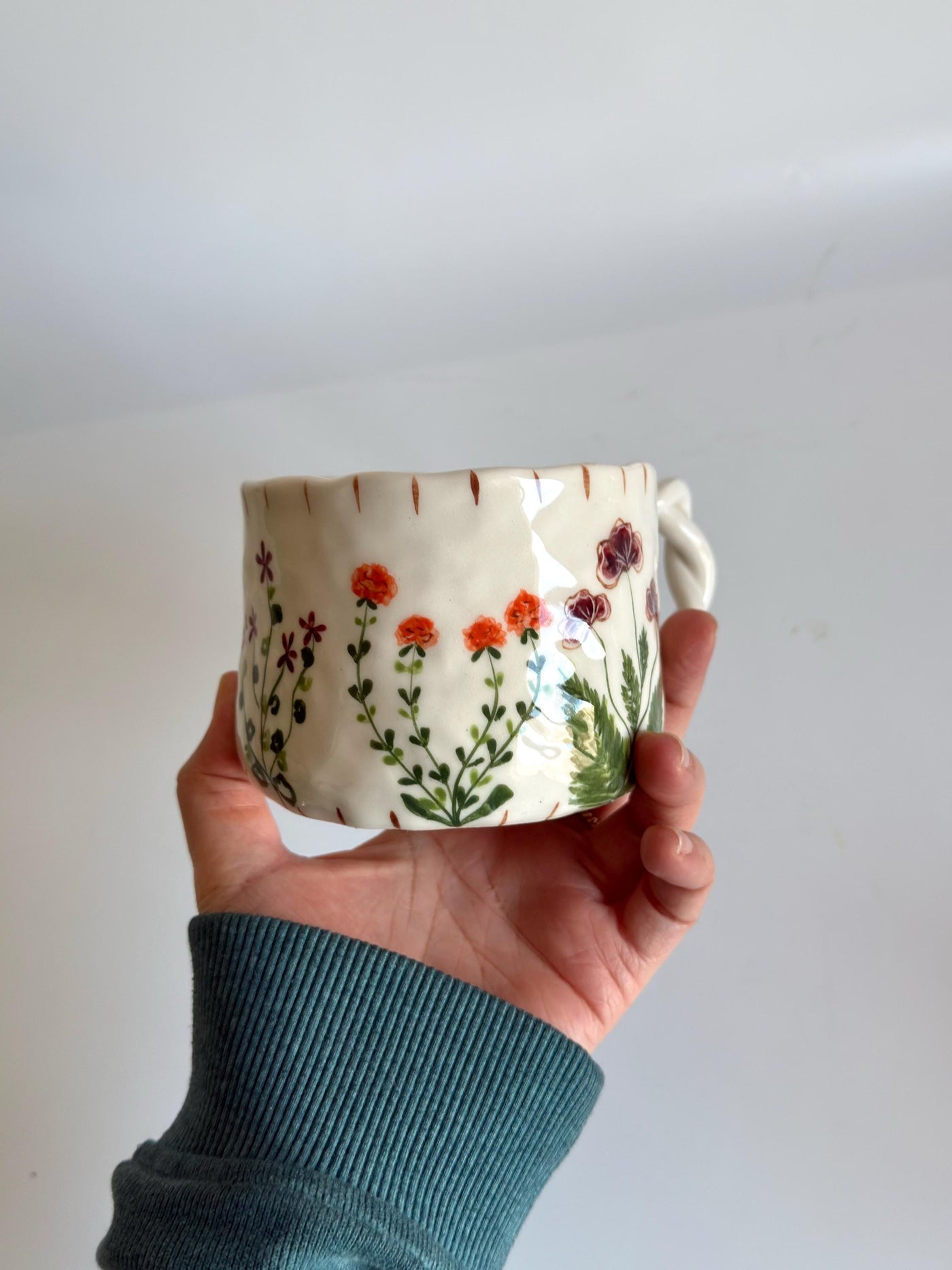 Wildflower Twisted Handle Mug