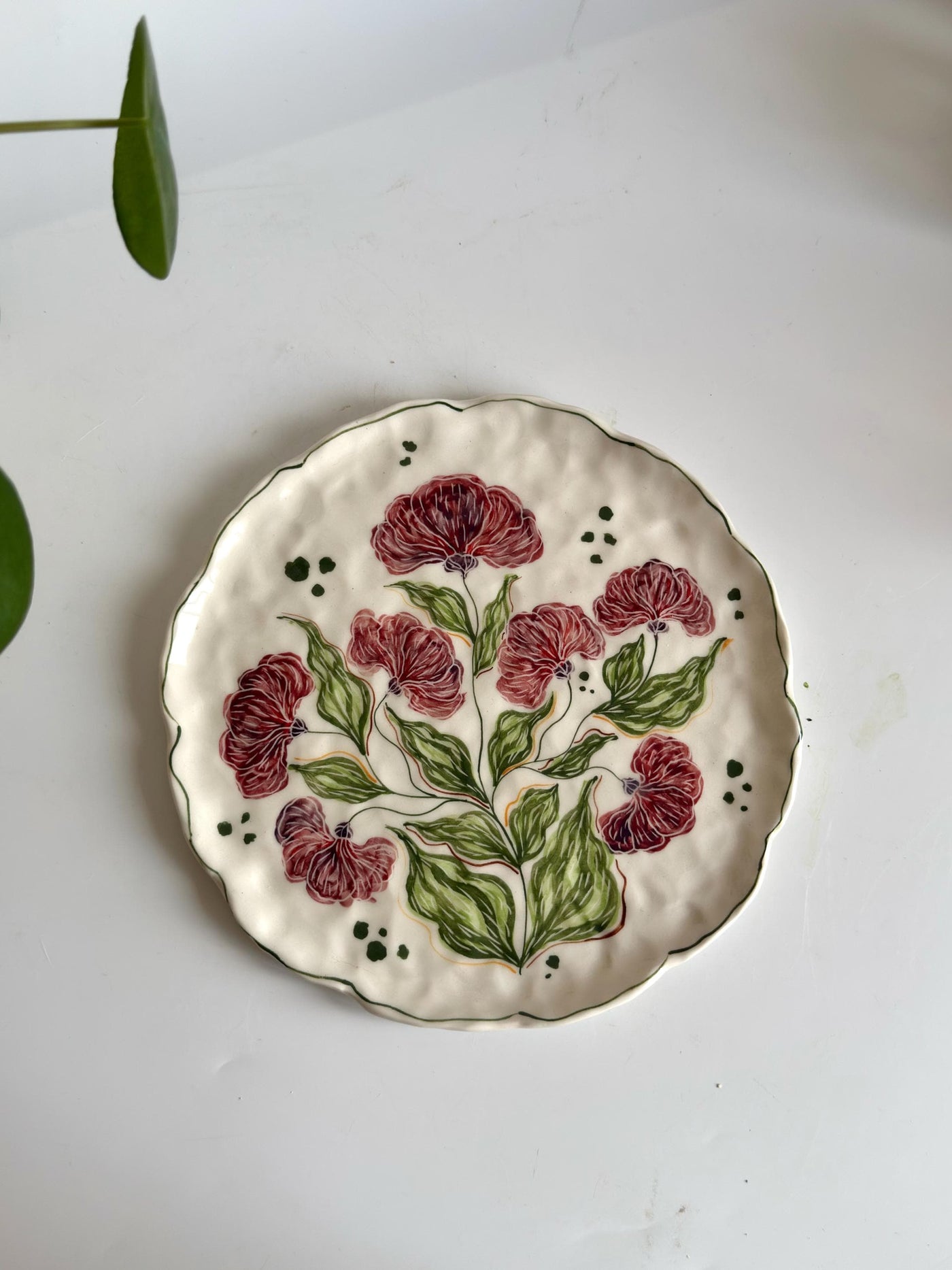 Burgundy Floral Wall / Serving Plate