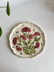Burgundy Floral Wall / Serving Plate